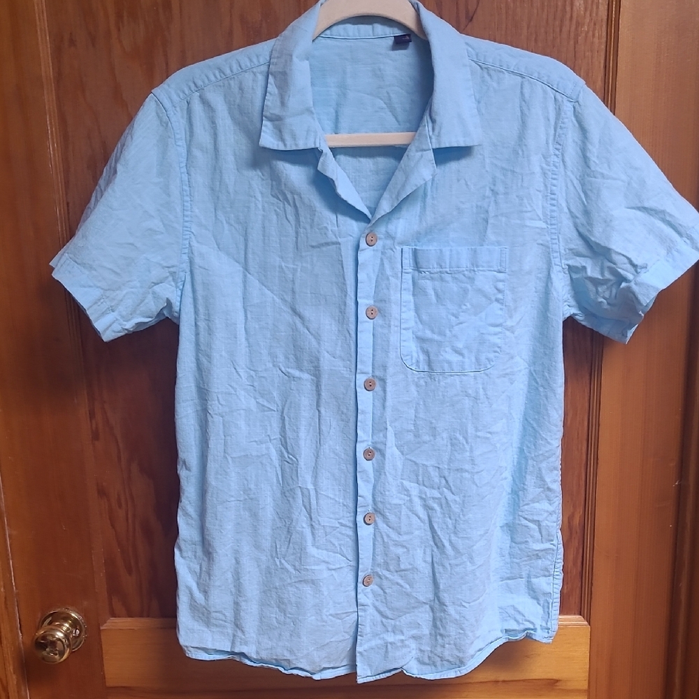 Sky Blue Casual Button-Down Shirt